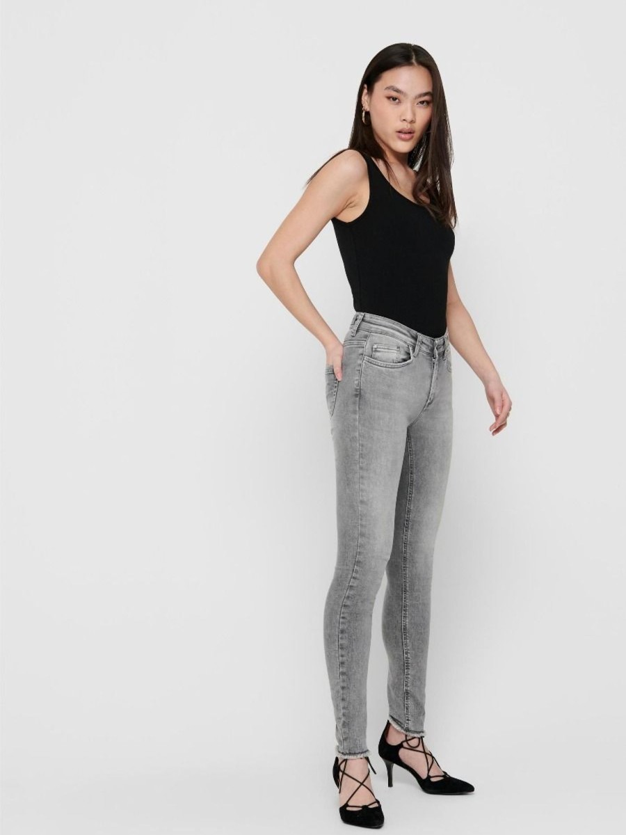 Zebra a Puà Onlblush Mid Sk Ank Raw Jns Re Grey Denim Jeans