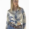 Zebra a Puà Silenzio Camicia Raso Fantasia Fiori Blu Camicie