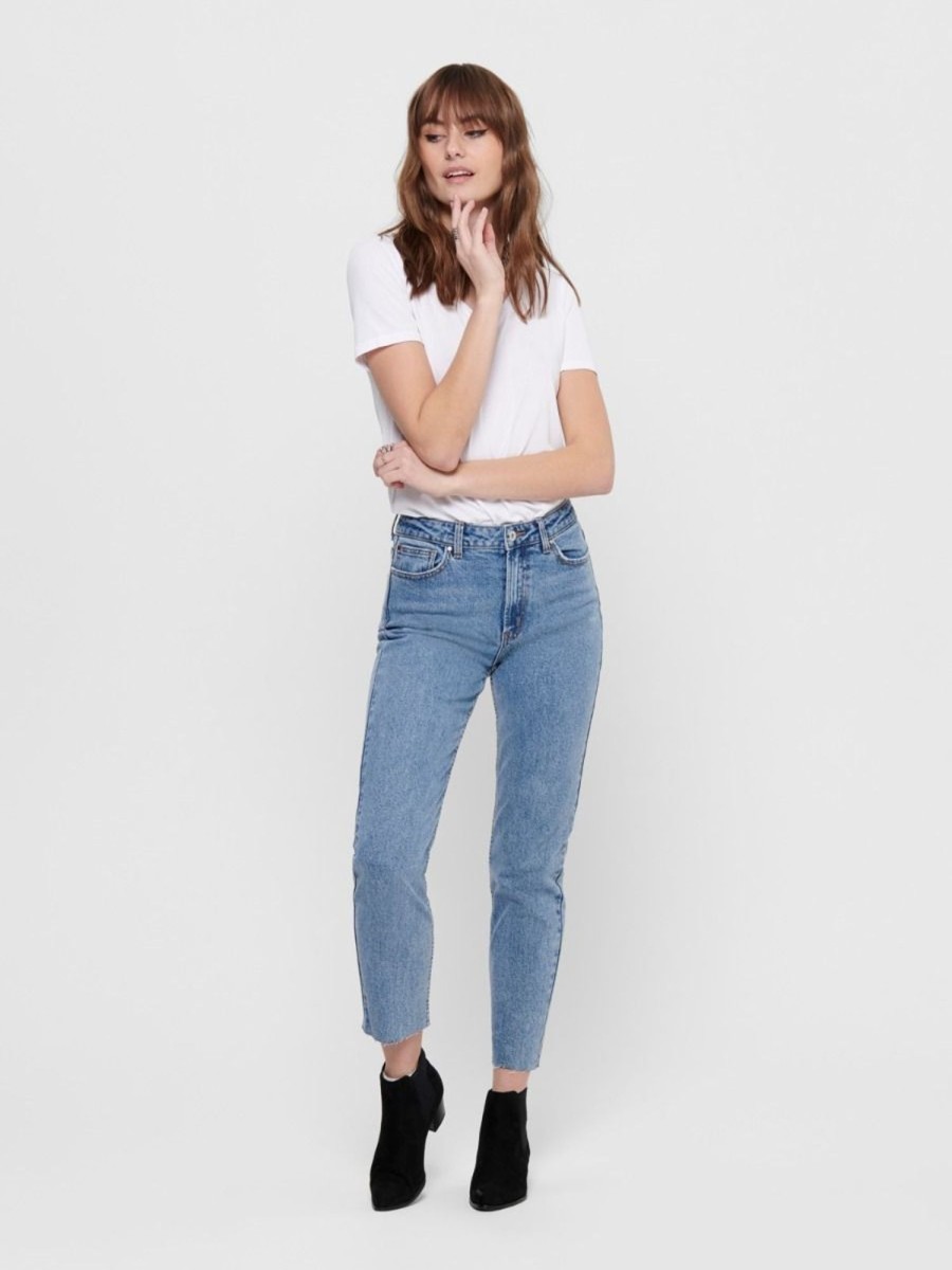 Zebra a Puà Onlemily Hw St Raw Crop Ank Ma Light Blue Denim Jeans