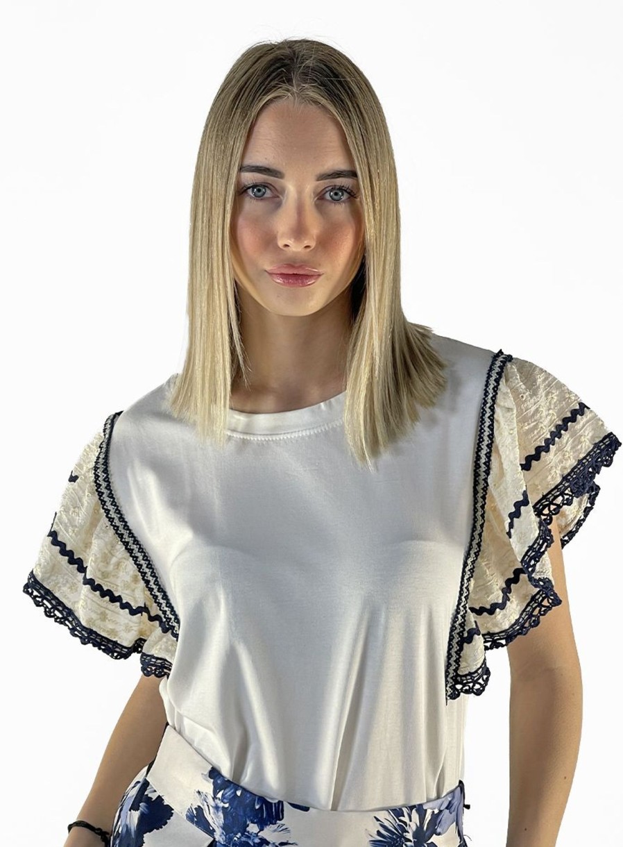 Zebra a Puà Ellia T-Shirt Manica Macrame Bianco T-Shirts & Tops