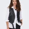 Zebra a Puà Onlvera Faux Leather Waistcoat Otw Black Capispalla