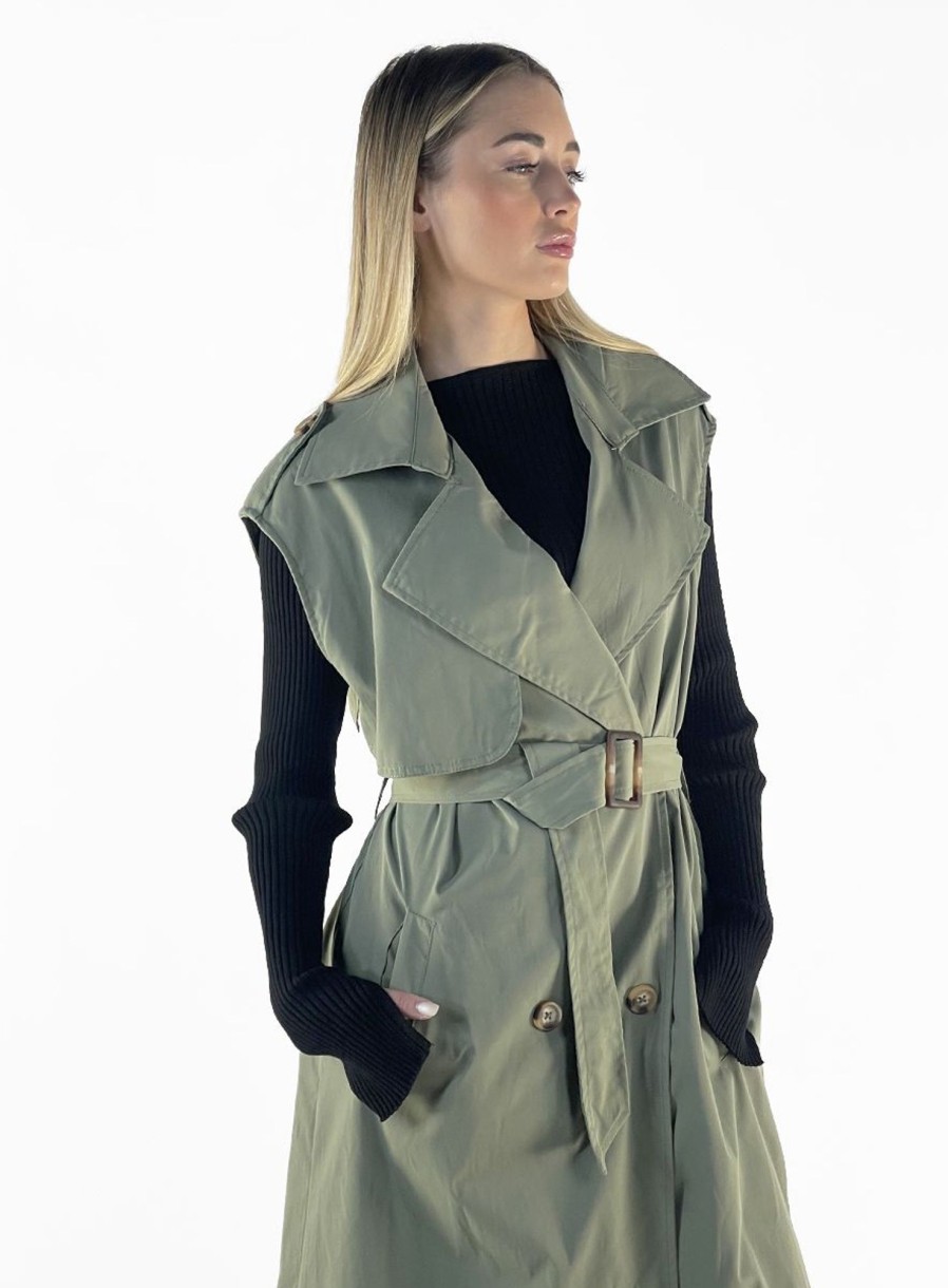 Zebra a Puà Attesa Trench Smanicato Militare Capispalla