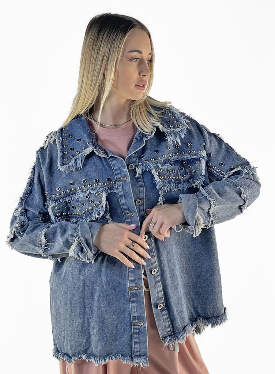 Zebra a Puà Genere Giubbino Jeans Borchie Denim Capispalla